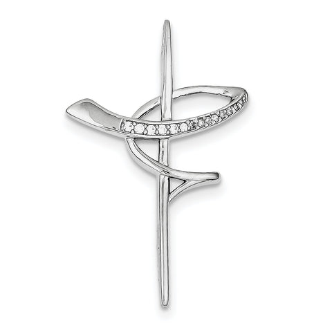 Sterling Silver Rhodium-plated CZ Cross Pendant QC5369 - shirin-diamonds