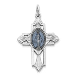 Sterling Silver Rhodium-plated Miraculous Medal Cross Pendant QC5501 - shirin-diamonds