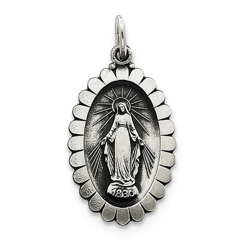 Sterling Silver Antiqued  Miraculous Medal QC5511 - shirin-diamonds