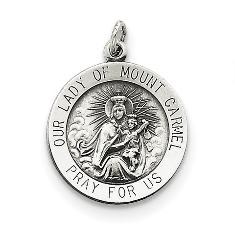 Sterling Silver Antiqued Our Lady of Mount Carmel Medal QC5578 - shirin-diamonds