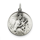 Sterling Silver Antiqued Our Lady of the Holy Scapular Medal QC5595 - shirin-diamonds