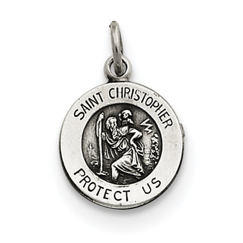 Sterling Silver Antiqued Saint Christopher Medal QC5602 - shirin-diamonds