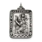 Sterling Silver Antiqued Saint Christopher Medal QC5623 - shirin-diamonds
