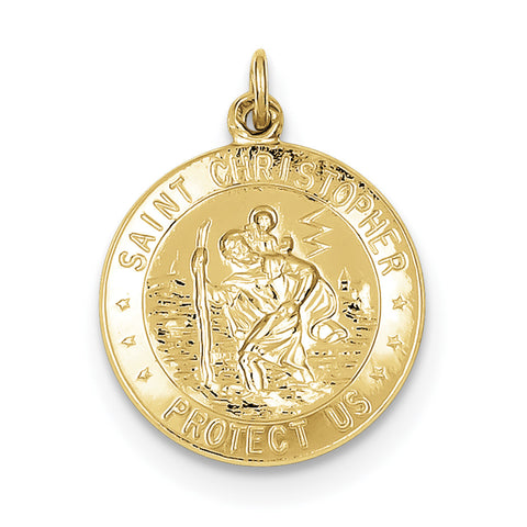 24k Gold-plated Sterling Silver Saint Christopher Medal QC5636 - shirin-diamonds