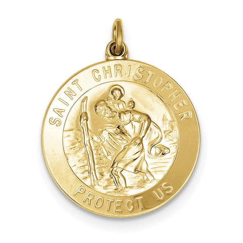 24k Gold-plated Sterling Silver St. Christopher Medal QC5643 - shirin-diamonds