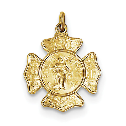 24k Gold-plated Sterling Silver Saint Florian Fireman's Badge Medal QC5665 - shirin-diamonds