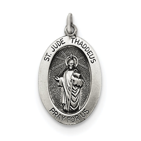 Sterling Silver Antiqued Saint Jude Thaddeus Medal QC5692 - shirin-diamonds