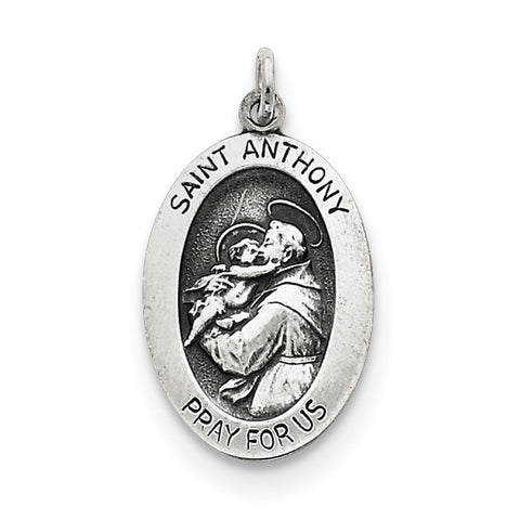 Sterling Silver Antiqued Saint Anthony Medal QC5707 - shirin-diamonds