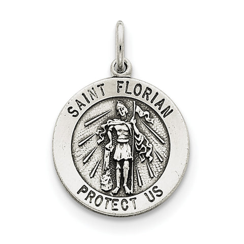 Sterling Silver Antiqued Saint Florian Medal QC5722 - shirin-diamonds