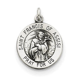 Sterling Silver Antiqued Saint Francis of Assisi Medal QC5726 - shirin-diamonds