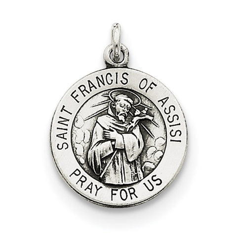 Sterling Silver Antiqued Saint Francis of Assisi Medal QC5726 - shirin-diamonds