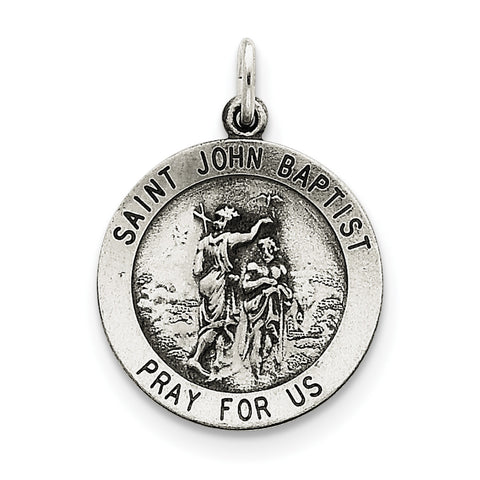 Sterling Silver Antiqued Saint John the Baptist Medal QC5735 - shirin-diamonds