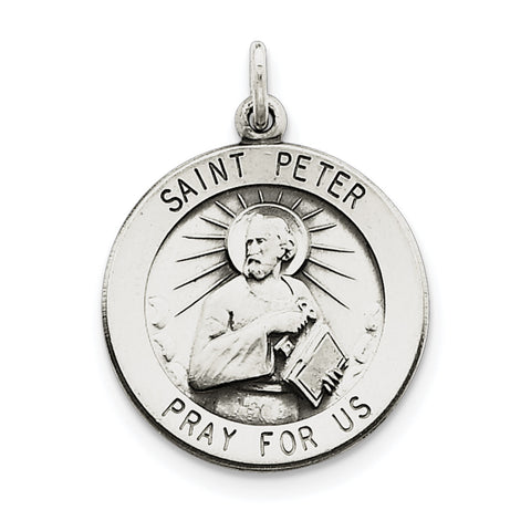 Sterling Silver Antiqued Saint Peter Medal QC5754 - shirin-diamonds