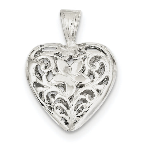 Sterling Silver Filigree Heart Charm QC581 - shirin-diamonds