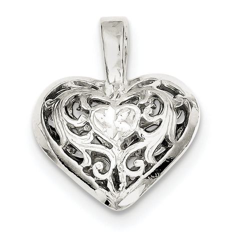 Sterling Silver Filigree Heart Charm QC582 - shirin-diamonds