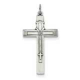 Sterling Silver Antiqued Rosary Cross Pendant QC5856 - shirin-diamonds