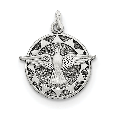 Sterling Silver Antiqued Holy Spirit Medal QC5906 - shirin-diamonds