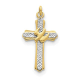 Sterling Silver Rhodium-plated & 18k Gold-plated Dove (Satin) Cross Charm QC5911 - shirin-diamonds