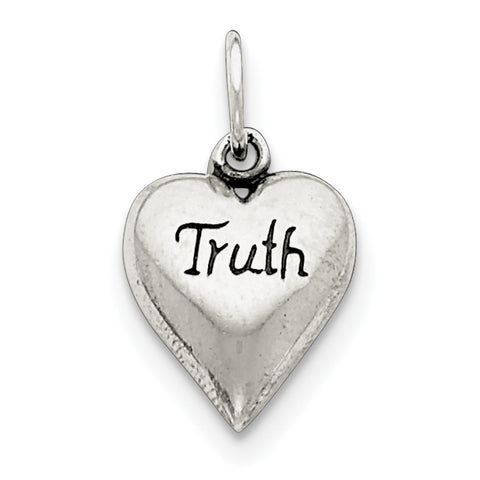 Sterling Silver Antiqued Truth Heart Pendant QC5967 - shirin-diamonds