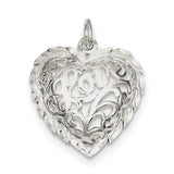 Sterling Silver Diamond-Cut Heart Charm QC596 - shirin-diamonds