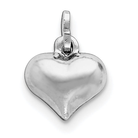 Sterling Silver Rhodium-plated Puffed Heart Charm QC5980 - shirin-diamonds