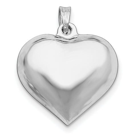 Sterling Silver Rhodium-plated Puffed Heart Pendant QC5984 - shirin-diamonds