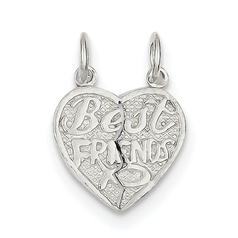 Sterling Silver Best Friends 2-piece break apart Heart Charm QC602 - shirin-diamonds