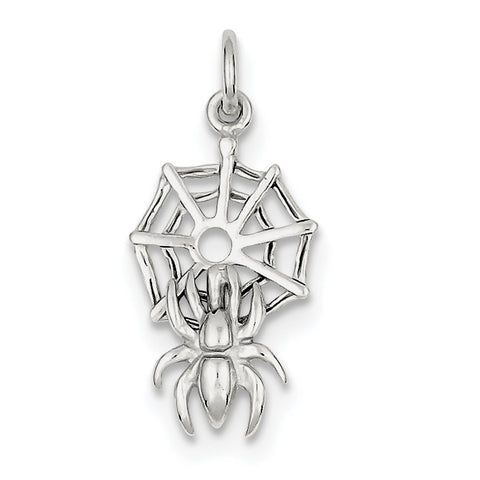 Sterling Silver Spider on Web Charm QC6059 - shirin-diamonds