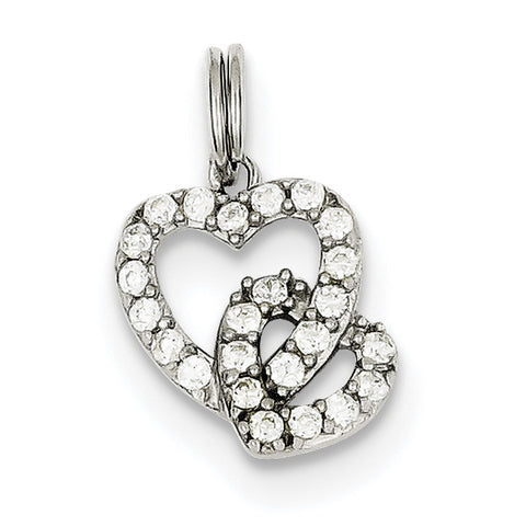 Sterling Silver CZ Heart Charm QC6191 - shirin-diamonds