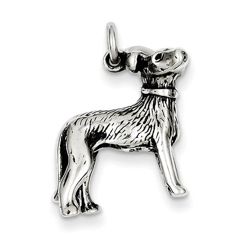 Sterling Silver Antiqued Dog Charm QC6351 - shirin-diamonds