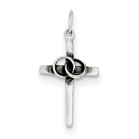 Sterling Silver Antiqued Wedding Cross Charm QC6673 - shirin-diamonds