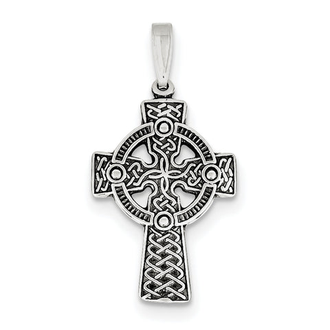 Sterling Silver Antiqued Celtic Cross Pendant QC6676 - shirin-diamonds