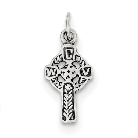 Sterling Silver Antiqued Celtic Cross Charm QC6678 - shirin-diamonds
