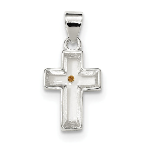 Sterling Silver Enameled with Mustard Seed Cross Pendant QC6700 - shirin-diamonds