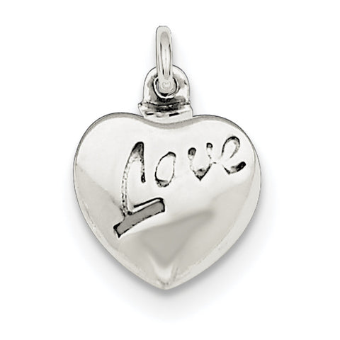 Sterling Silver Love Puffed Heart Charm QC6718 - shirin-diamonds