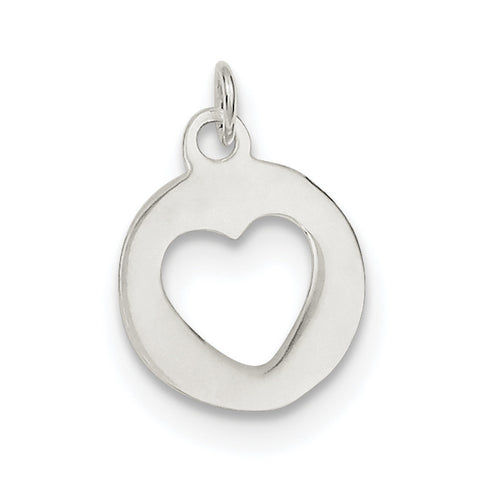 Sterling Silver Polished Circle w/Heart Charm QC6737 - shirin-diamonds