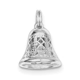 Sterling Silver Rhodium-platedPolished Movable Bell Charm QC6767 - shirin-diamonds