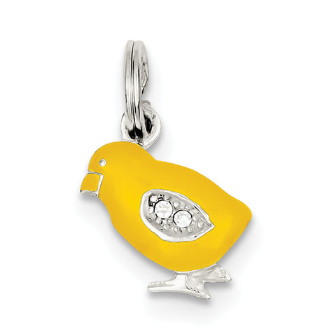Sterling Silver Preciosa Crystal Enameled Yellow Baby Chick Charm QC6813 - shirin-diamonds
