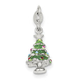 Sterling Silver Enameled Christmas Tree Charm QC6890 - shirin-diamonds