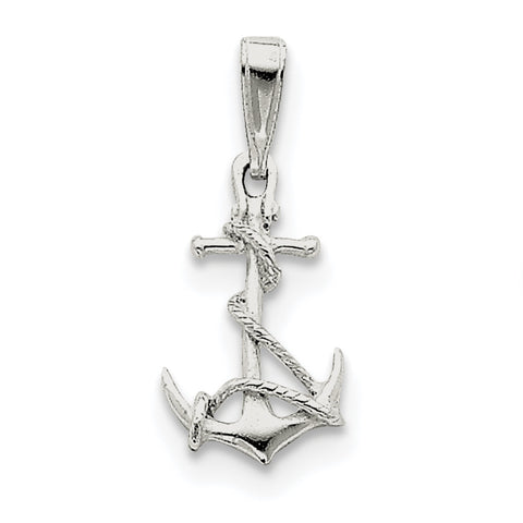 Sterling Silver Anchor & Rope Pendant QC6909 - shirin-diamonds