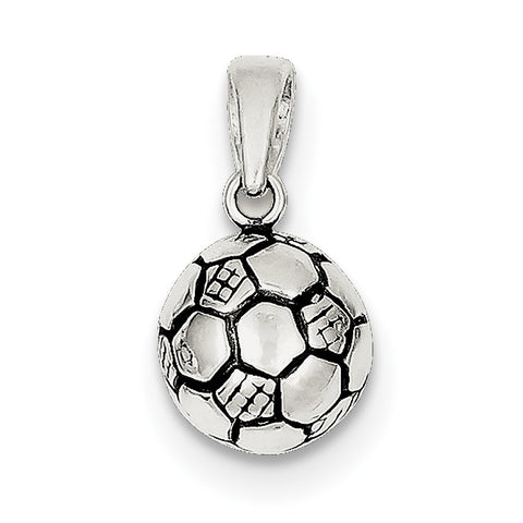 Sterling Silver Antiqued Soccer Ball Pendant QC7135 - shirin-diamonds