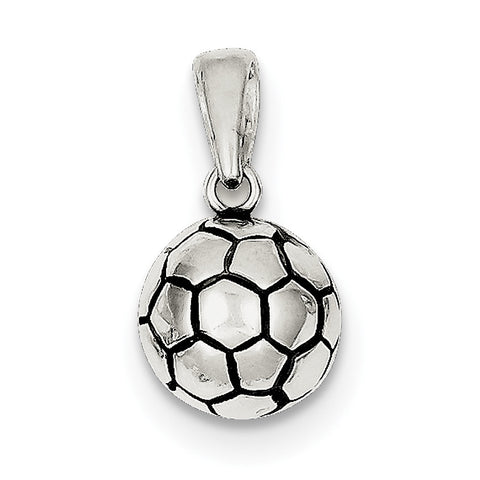 Sterling Silver Antiqued Soccer Ball Pendant QC7137 - shirin-diamonds