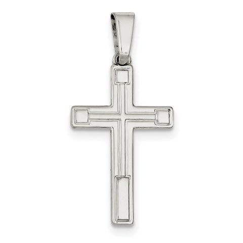 Sterling Silver Polished Cross Pendant QC7219 - shirin-diamonds