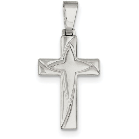 Sterling Silver Polished Cross Pendant QC7224 - shirin-diamonds