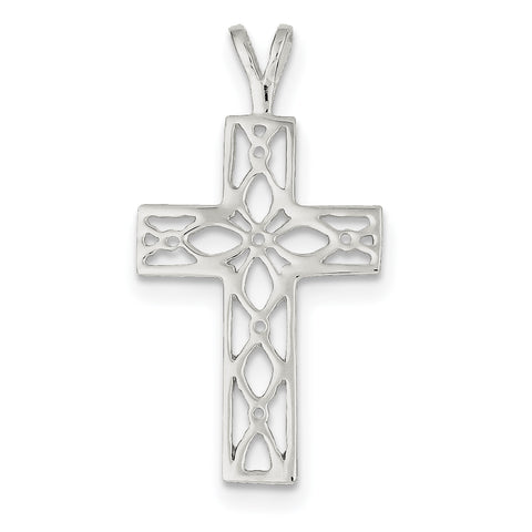 Sterling Silver Polished Cross Pendant QC7227 - shirin-diamonds