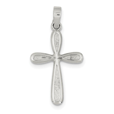 Sterling Silver Polished and Textured Cross Pendant QC7235 - shirin-diamonds