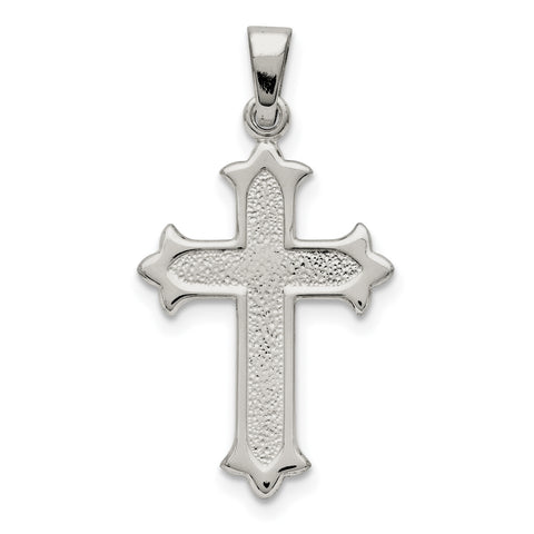 Sterling Silver Polished and Textured Cross Pendant QC7250 - shirin-diamonds
