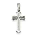 Sterling Silver Polished and Texture Center Finish Cross Pendant QC7254 - shirin-diamonds