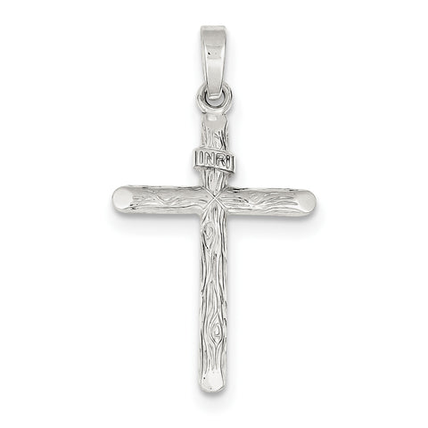 Sterling Silver Polished and Textured INRI Cross Pendant QC7281 - shirin-diamonds