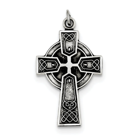Sterling Silver Antiqued Satin Irish Cross Pendant QC7304 - shirin-diamonds